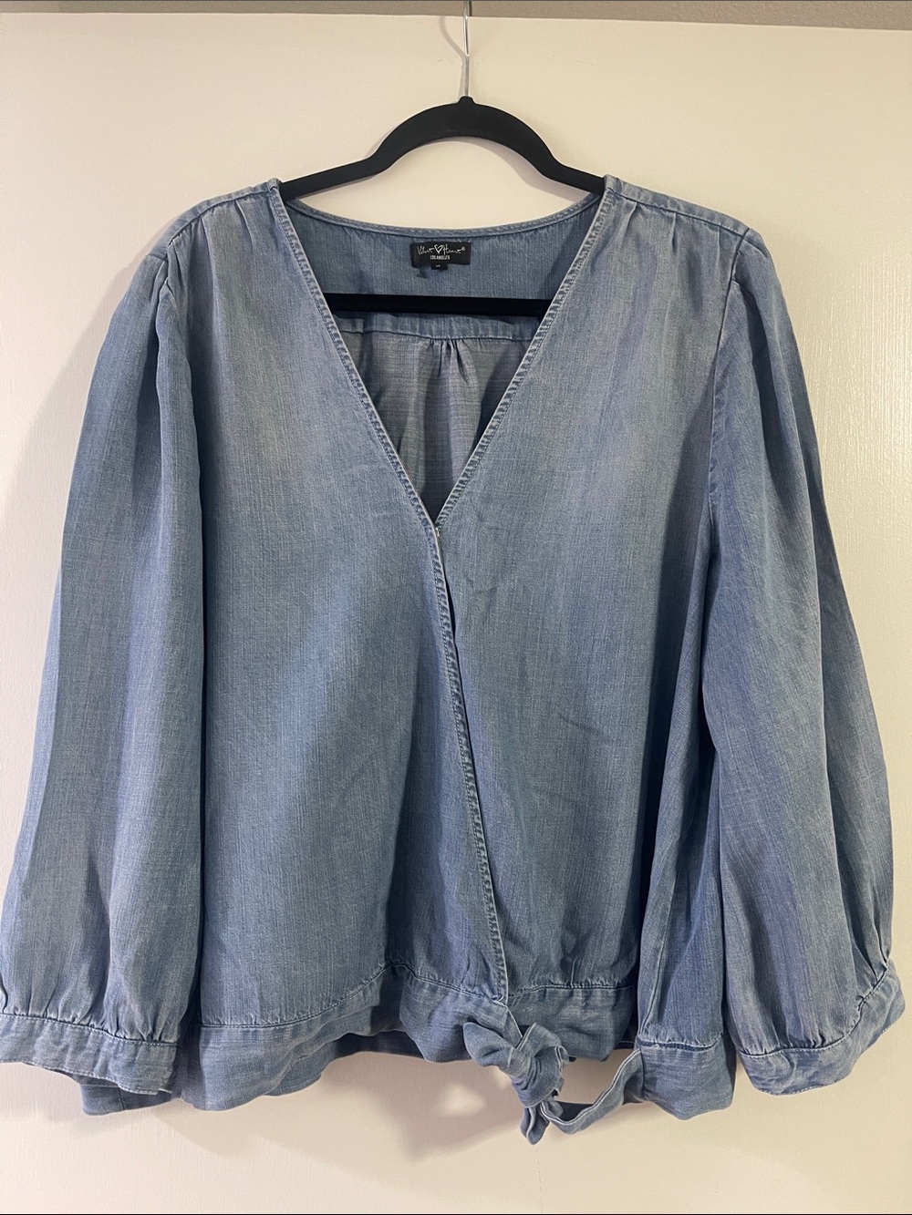 Velvet Heart Light Blue Denim Tie-Waist Blouse XL